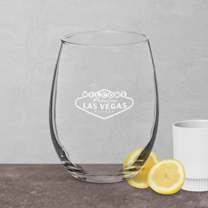 Las Vegas stemless wine glass